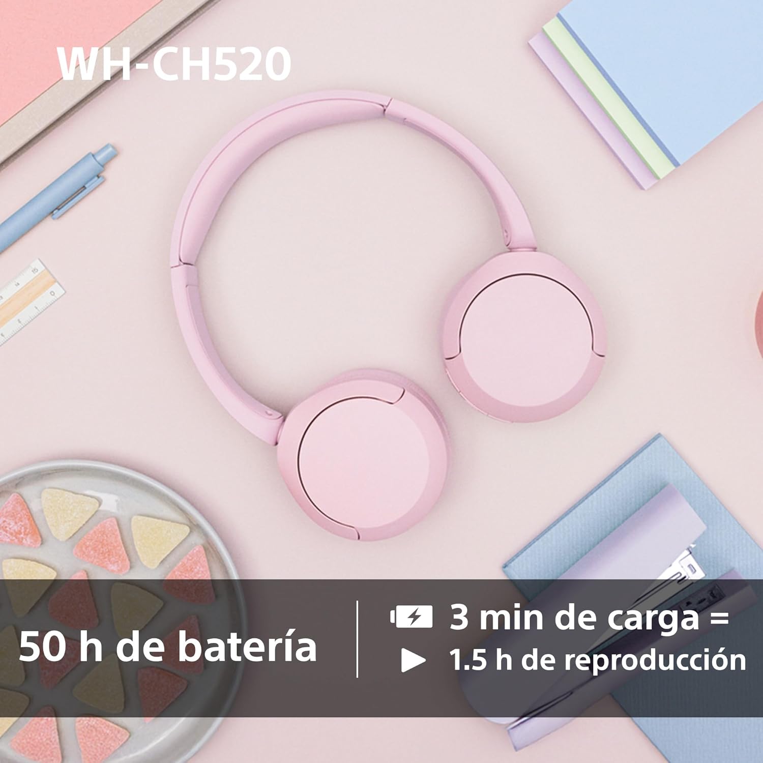 Auriculares Sem Fios Sony WH-CH520/ com Microfone/ Bluetooth/ Bege - Imagem 5