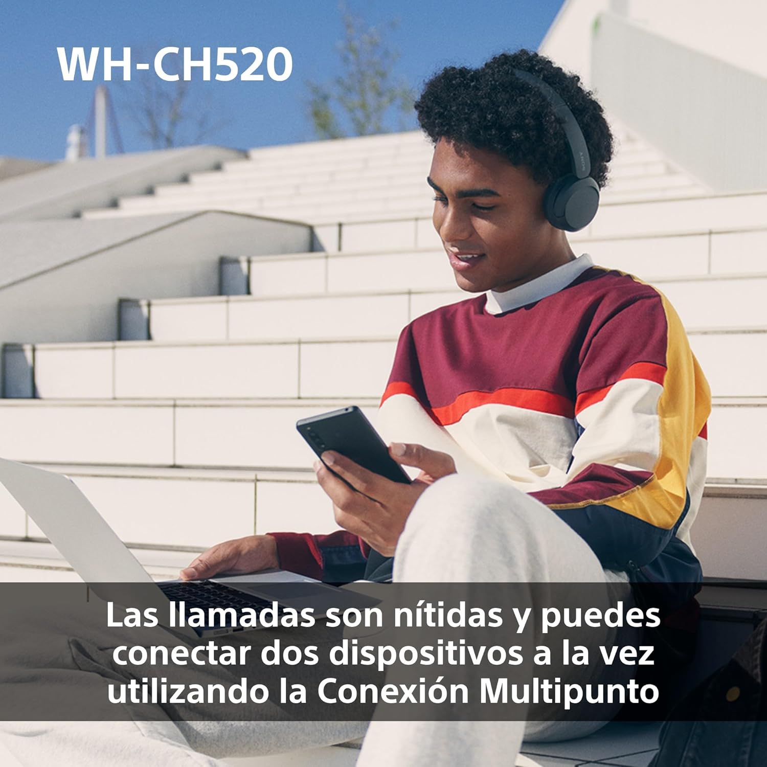 Auriculares Sem Fios Sony WH-CH520/ com Microfone/ Bluetooth/ Bege - Imagem 6