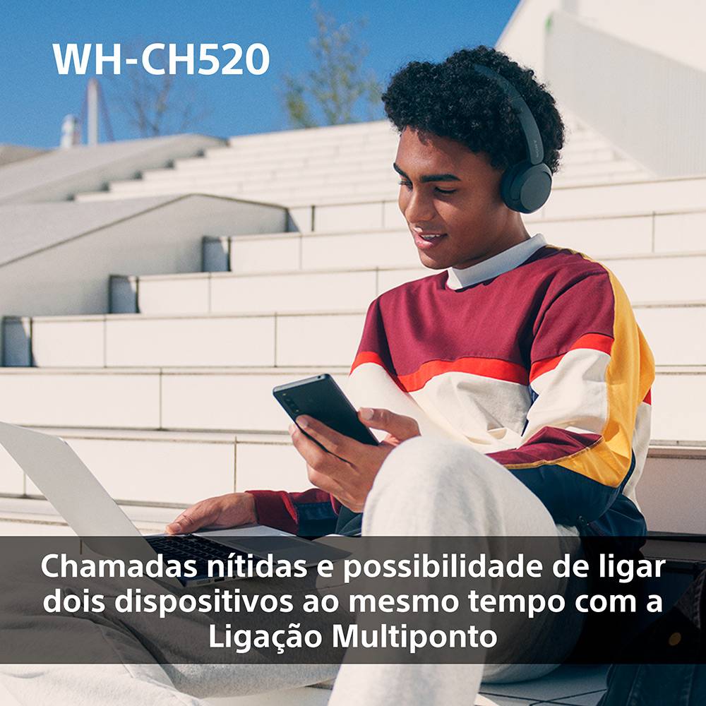 Auriculares Sem Fios Sony WH-CH520/ com Microfone/ Bluetooth/ Cor-de-rosa - Imagem 6