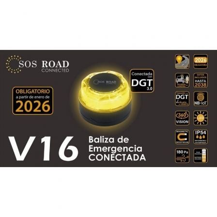 Luz de Baliza de emergência para Carro SOS Road Connected EL2024 V16 / Homologada / Base Magnética / Geolocalizável / Funciona a Pilhas - Imagem 5