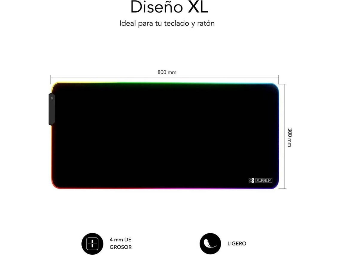 Alfombrilla Subblim MP-02RGB01 LED RGB XL/ 800 x 300 x 4 mm - Imagem 5