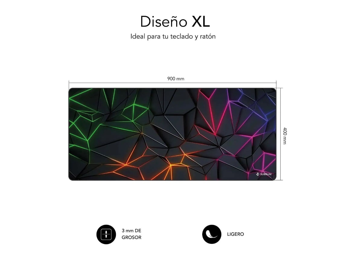 Alfombrilla Subblim Neon Obsidian XL/ 900 x 400 x 3 mm - Imagem 2