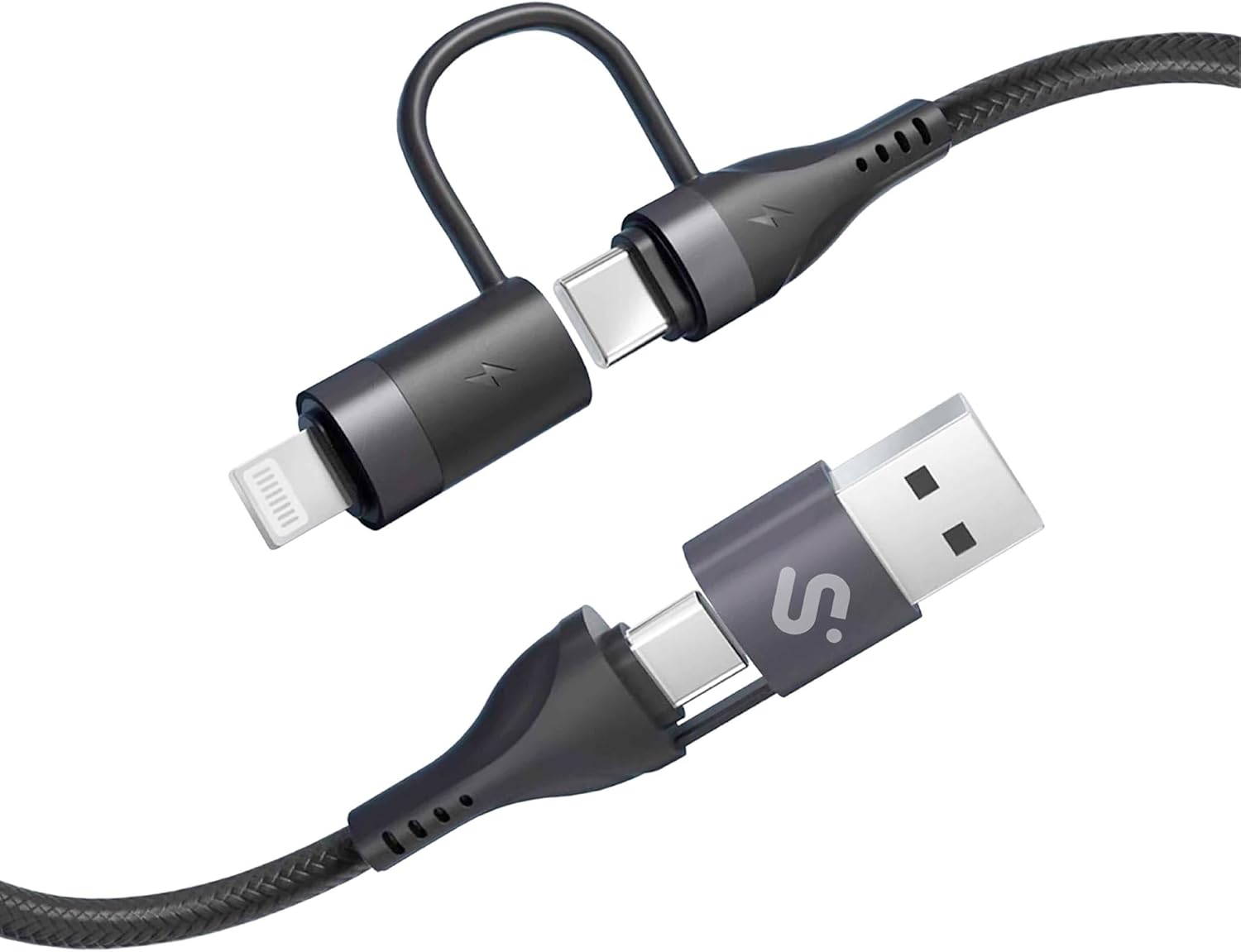 Cabo USB 2.0 Tipo-C Subblim Top 4 em 1/ USB Tipo-C Macho - USB Macho/ USB Tipo-C Macho - Lightning Macho/ Até 60W/ 480Mbps/ 1m/ Preto