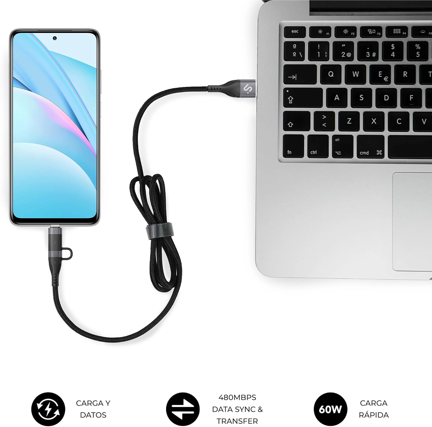 Cabo USB 2.0 Tipo-C Subblim Top 4 em 1/ USB Tipo-C Macho - USB Macho/ USB Tipo-C Macho - Lightning Macho/ Até 60W/ 480Mbps/ 1m/ Preto - Imagem 5
