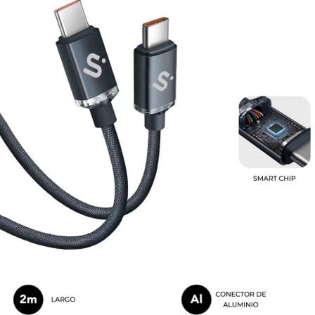 Cabo USB 2.0 Tipo-C Subblim Optimus/ USB Tipo-C Macho - USB Tipo-C Macho/ Até 60W/ 480Mbps/ 2m/ Preto - Imagem 3