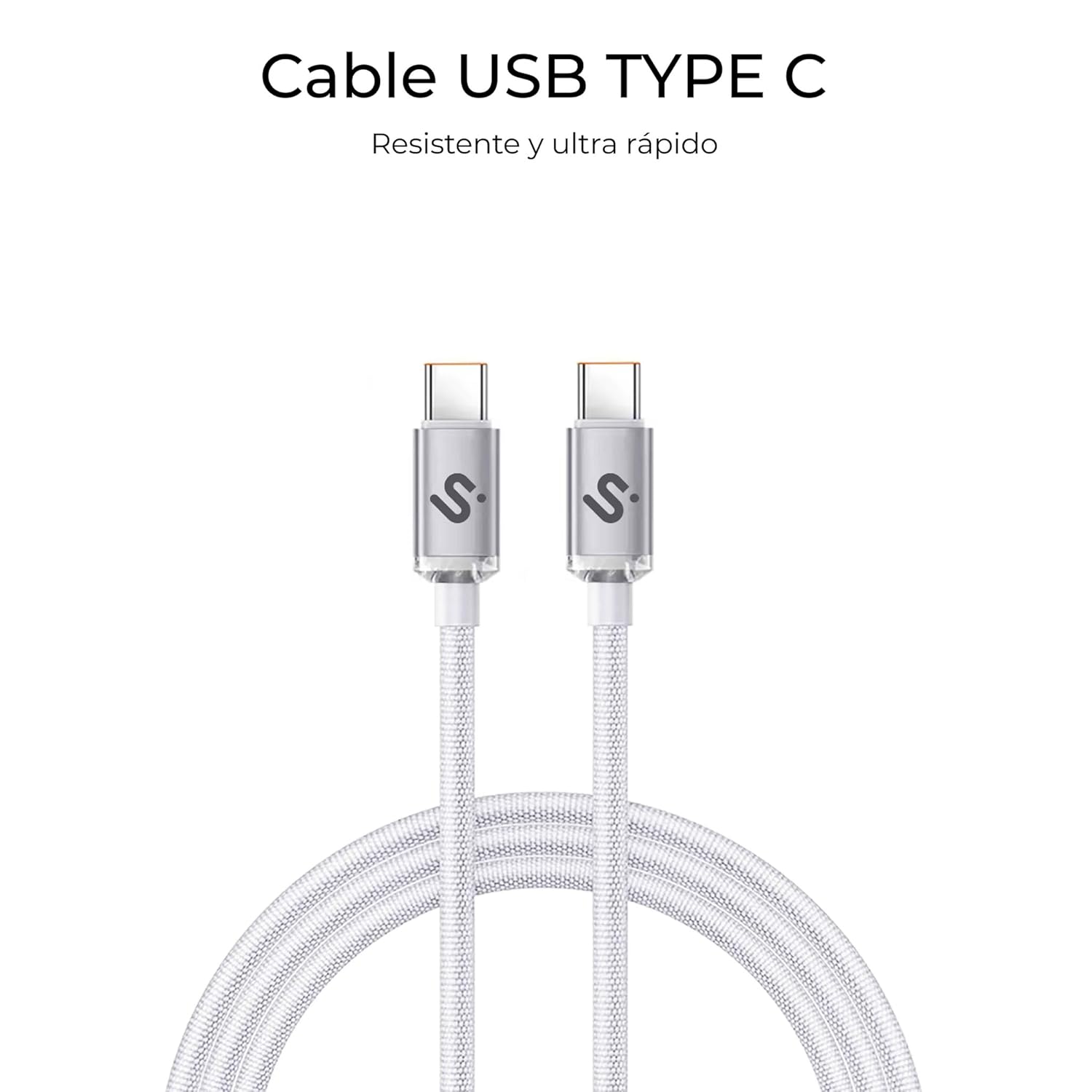 Cabo USB 2.0 Tipo-C Subblim Optimus/ USB Tipo-C Macho - USB Tipo-C Macho/ Até 60W/ 480Mbps/ 1m/ Branco - Imagem 5
