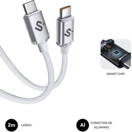 Cabo USB-C para USB-C Subblim Optimus 60W Power Delivery 480Mbps 2m Branco - Imagem 3