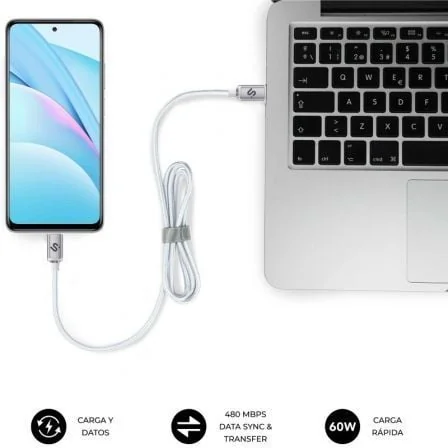 Cabo USB-C para USB-C Subblim Optimus 60W Power Delivery 480Mbps 2m Branco - Imagem 4