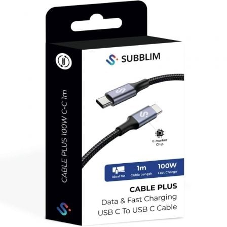 Cabo USB 2.0 Tipo-C Subblim Plus/ USB Tipo-C Macho - USB Tipo-C Macho/ Até 100W/ 480Mbps/ 1m/ Preto - Imagem 5