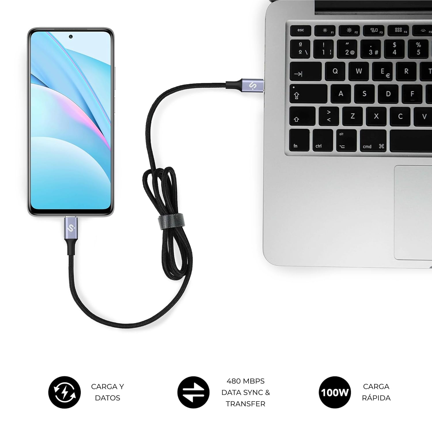 Cabo USB 2.0 Tipo-C Subblim Plus/ USB Tipo-C Macho - USB Tipo-C Macho/ Até 100W/ 480Mbps/ 2m/ Preto - Imagem 6