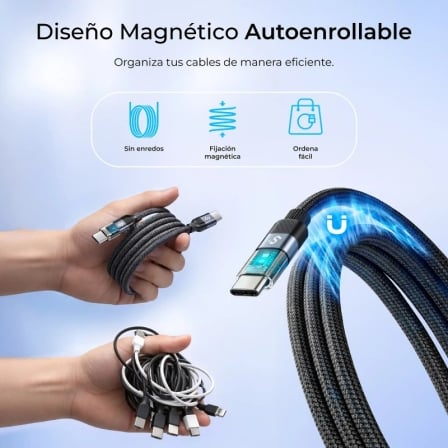 Cabo Subblim PowerMag LED USB-C para USB-C 100W 2m Magnético Preto - Imagem 2