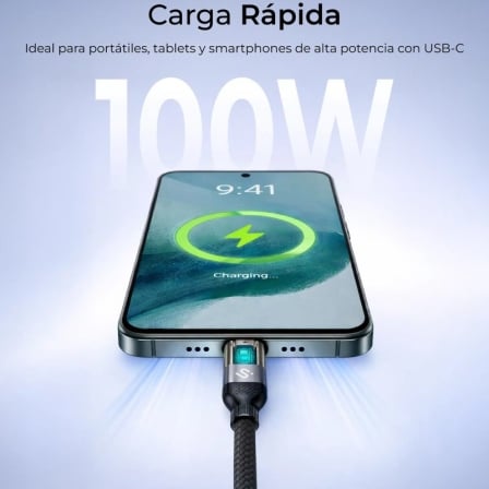 Cabo Subblim PowerMag LED USB-C para USB-C 100W 2m Magnético Preto - Imagem 3