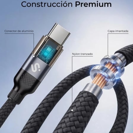 Cabo Subblim PowerMag LED USB-C para USB-C 100W 2m Magnético Preto - Imagem 5