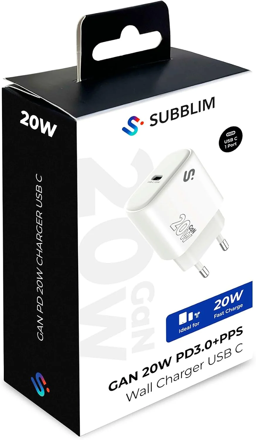 Carregador de Parede SUBBLIM GaN 20W USB-C Power Delivery 3.0 & PPS - Imagem 8