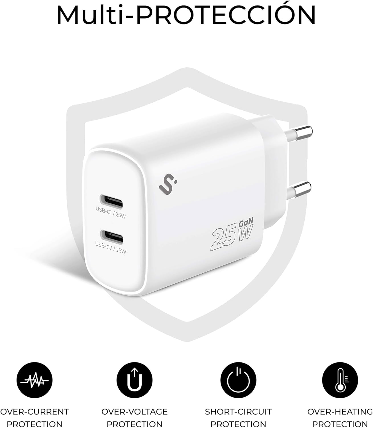 Carregador de Parede GaN Subblim 25W USB C+C/ 2xUSB Tipo-C/ 25W - Imagem 6