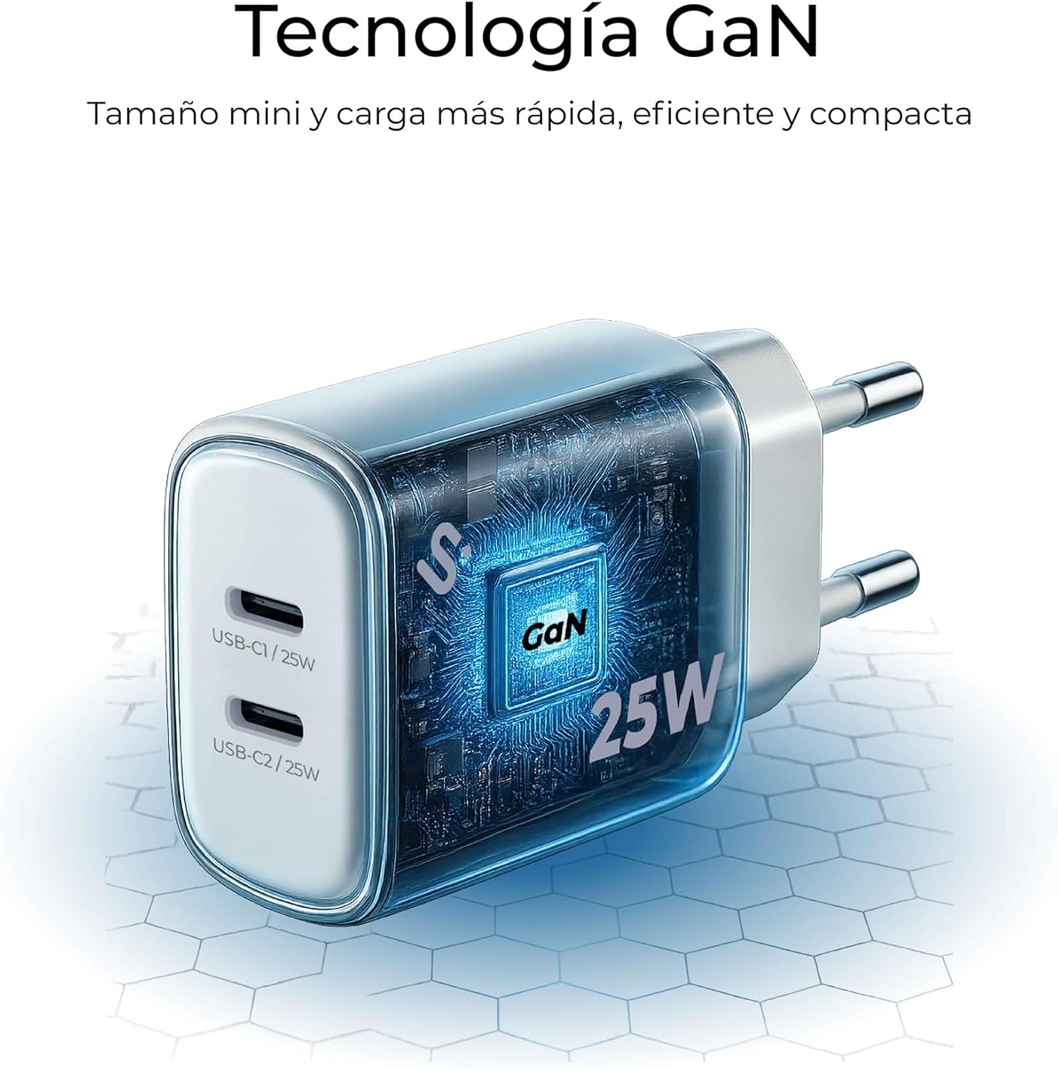 Carregador de Parede GaN Subblim 25W USB C+C/ 2xUSB Tipo-C/ 25W - Imagem 3
