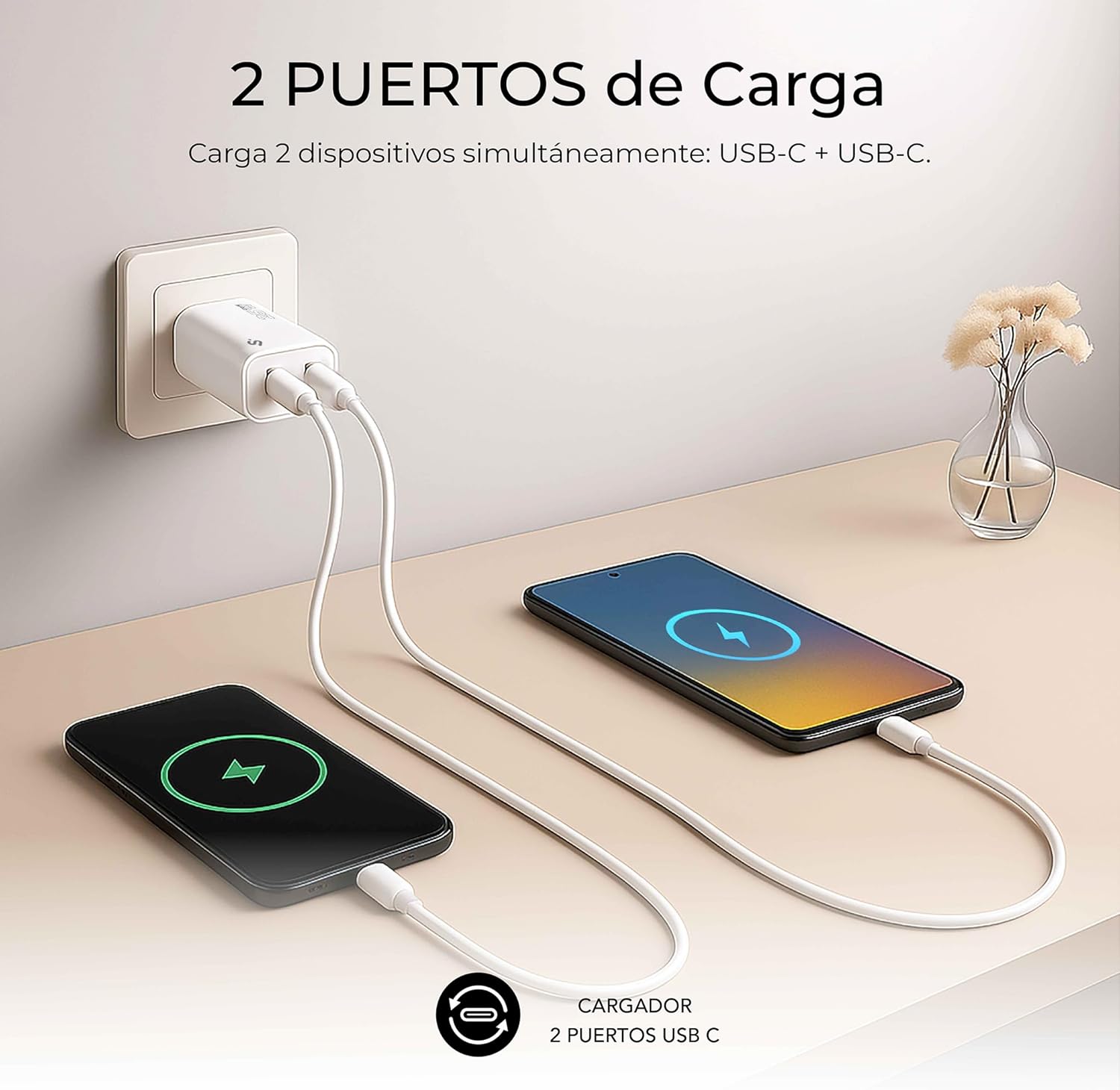Carregador de Parede GaN Subblim 25W USB C+C/ 2xUSB Tipo-C/ 25W - Imagem 5