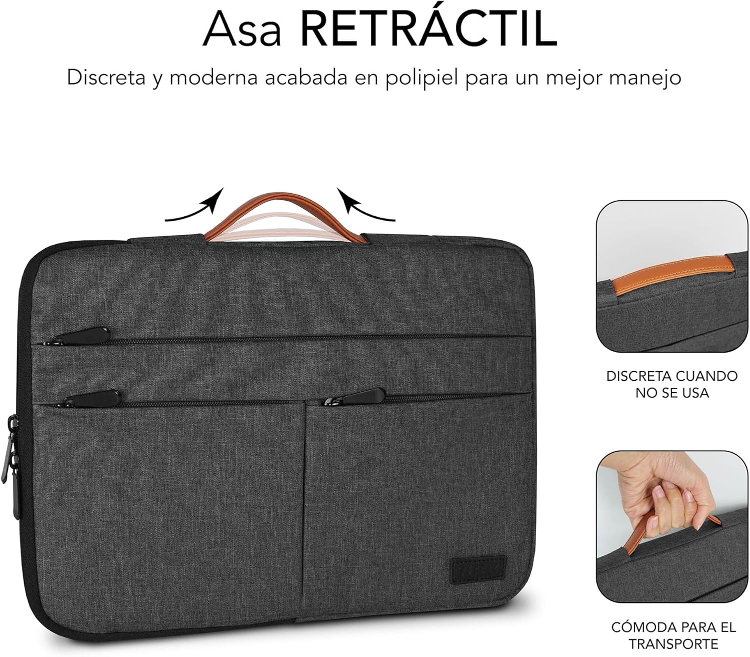 Capa Subblim Air Padding 360 Sleeve para Portáteis até 14"/ Cinzento Escuro - Imagem 5