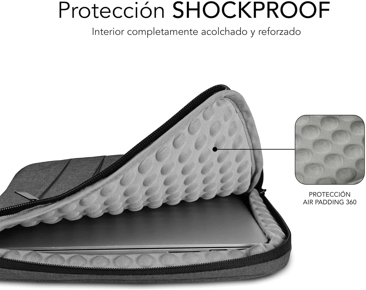 Capa Subblim Air Padding 360 Sleeve para Portáteis até 15.6"/ Cinzento Escuro - Imagem 4