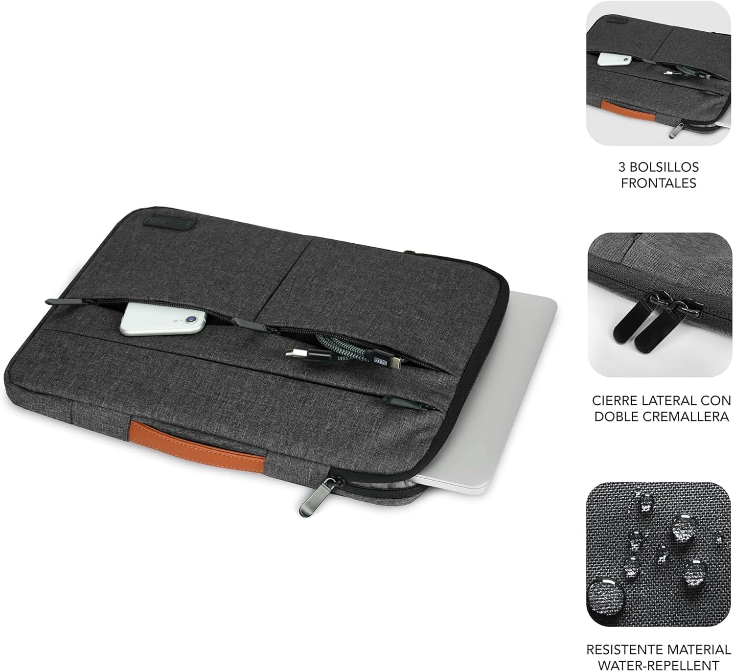 Capa Subblim Air Padding 360 Sleeve para Portáteis até 15.6"/ Cinzento Escuro - Imagem 3