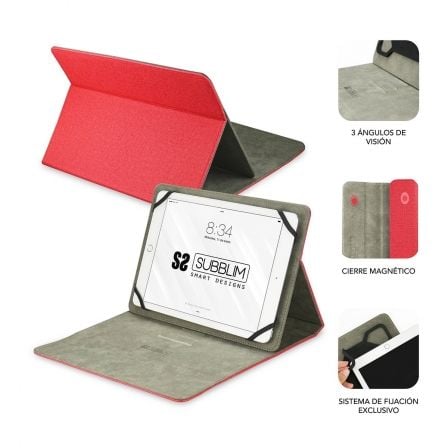 Capa Subblim Clever Stand para Tablets de 9"-10.1"/ Vermelha - Imagem 2