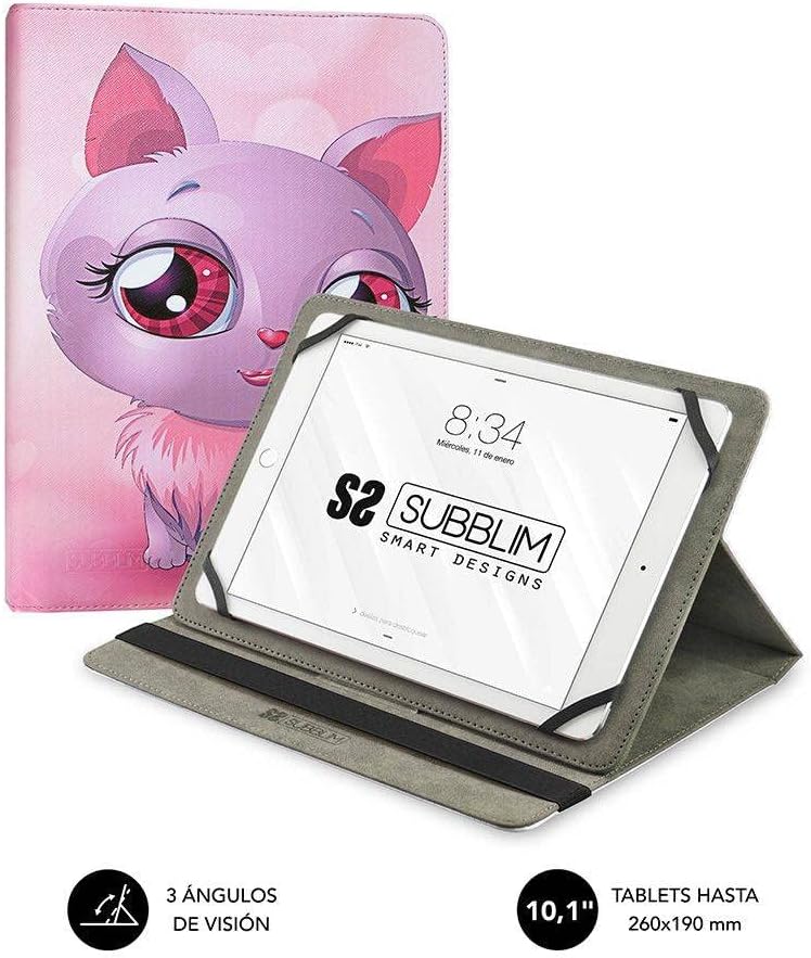 Capa para Tablet SUBBLIM Trendy Cat 10.1" a 11" com Suporte Multi-ângulo e Acabamento em PU - Imagem 2