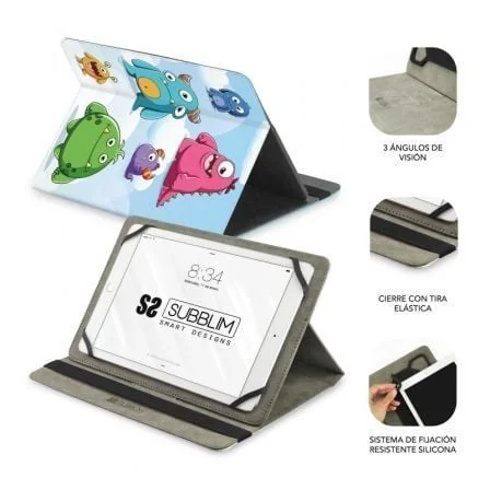 Capa Universal SUBBLIM Trendy Case Monsters para Tablets até 11" com Suporte e Acabamento em PU - Imagem 2