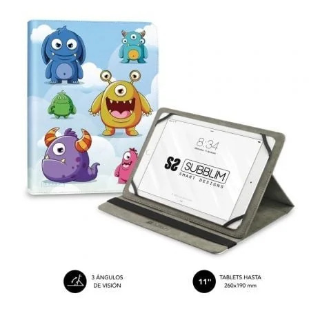 Capa Universal SUBBLIM Trendy Case Monsters para Tablets até 11" com Suporte e Acabamento em PU - Imagem 4