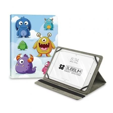 Capa Universal SUBBLIM Trendy Case Monsters para Tablets até 11" com Suporte e Acabamento em PU