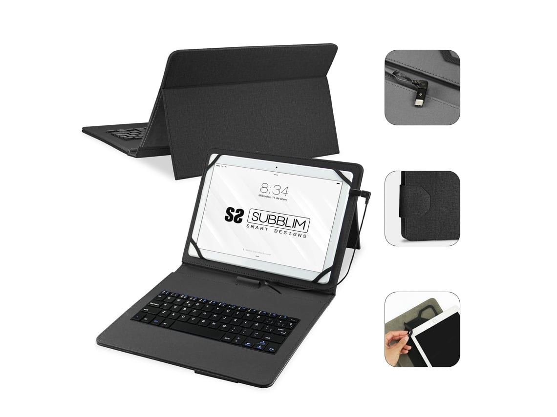 Capa com Teclado Subblim Keytab Pro USB para Tablets de 10.1"-11"/ Preta - Imagem 3