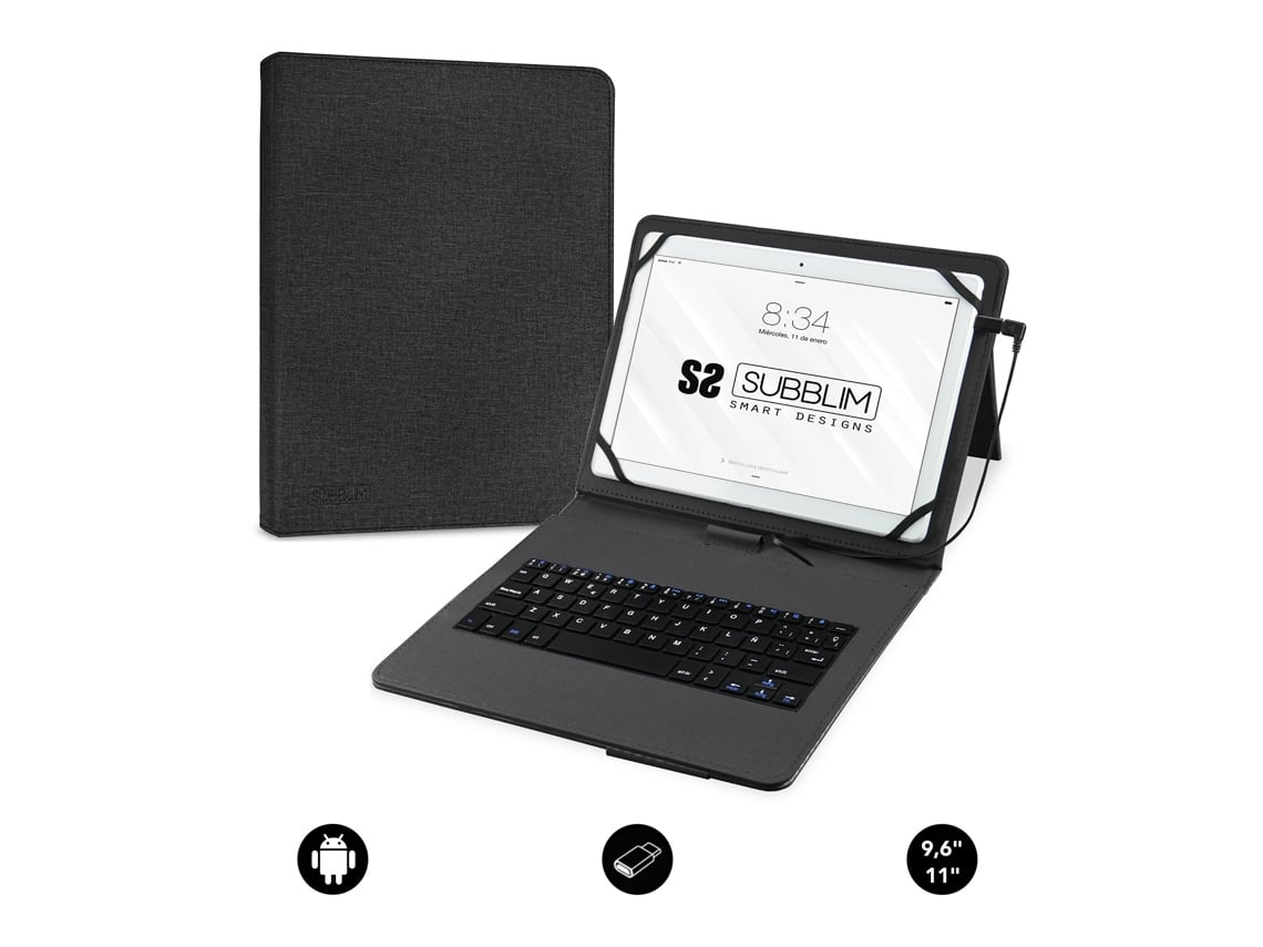 Capa com Teclado Subblim Keytab Pro USB para Tablets de 10.1"-11"/ Preta - Imagem 2