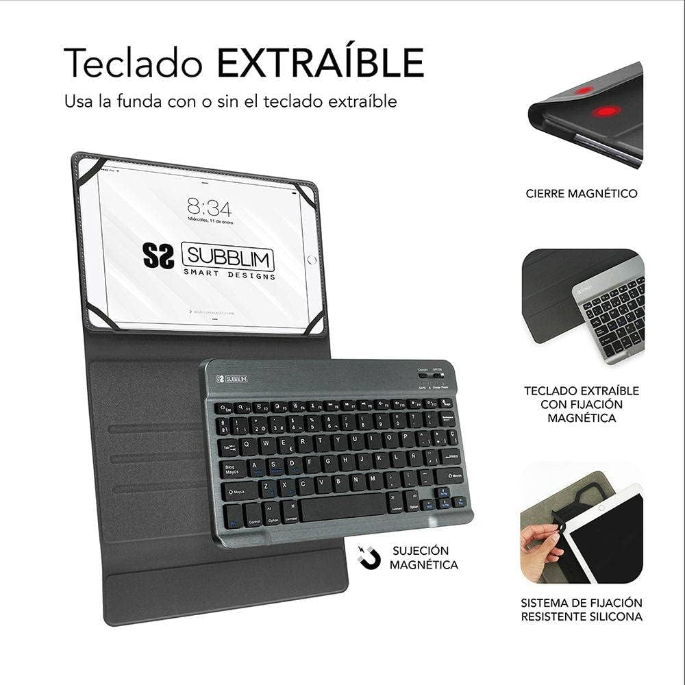 Capa com Teclado Subblim Keytab Pro Bluetooth para Tablets de 10.1"-10.8"/ Preta - Imagem 4