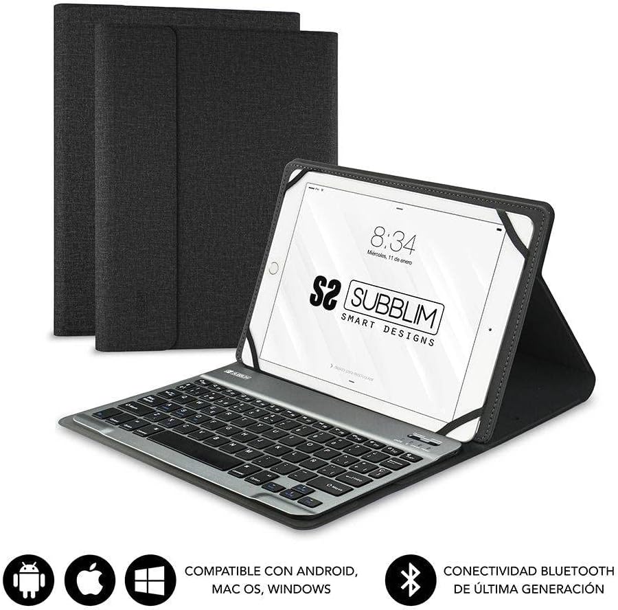 Capa com Teclado Subblim Keytab Pro Bluetooth para Tablets de 10.1"-10.8"/ Preta - Imagem 2