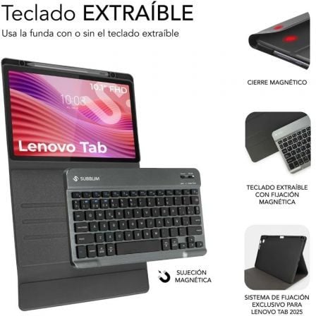 Capa com Teclado Subblim Shock Case Lenovo Tab 10.1" 2025/ Preto - Imagem 2
