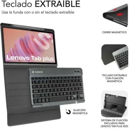 Capa com Teclado Subblim Keytab Pro BT Lenovo Tab 2025 11.5"/ Preta - Imagem 2