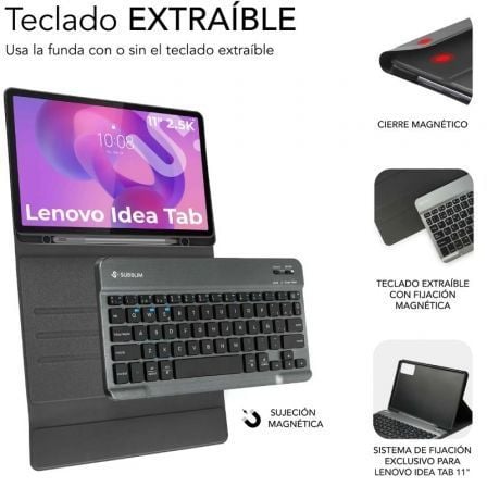 Capa com Teclado Subblim Keytab Pro BT Lenovo Idea Tab 11" 2025/ Preto - Imagem 2