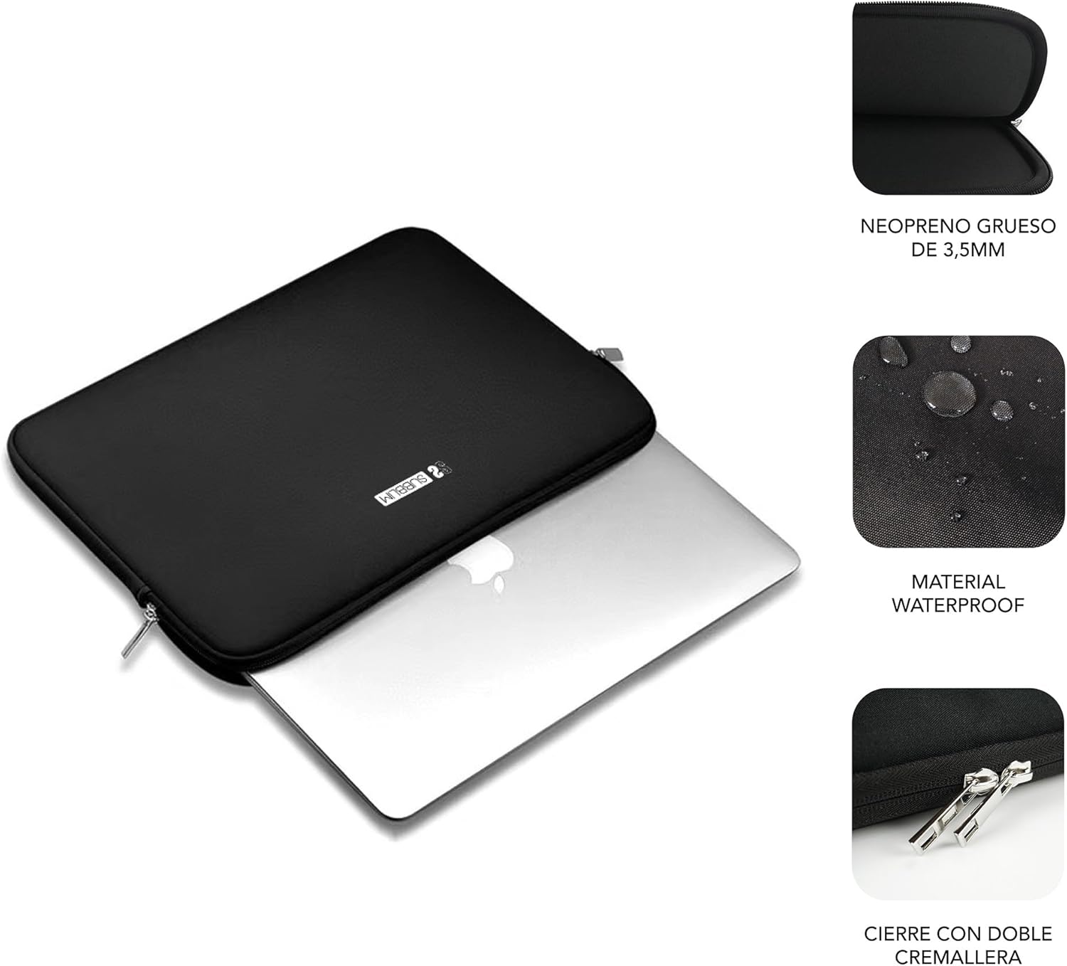 Capa Subblim Business Laptop Sleeve Neoprene para Portáteis 13.3"-14"/ Preta - Imagem 2