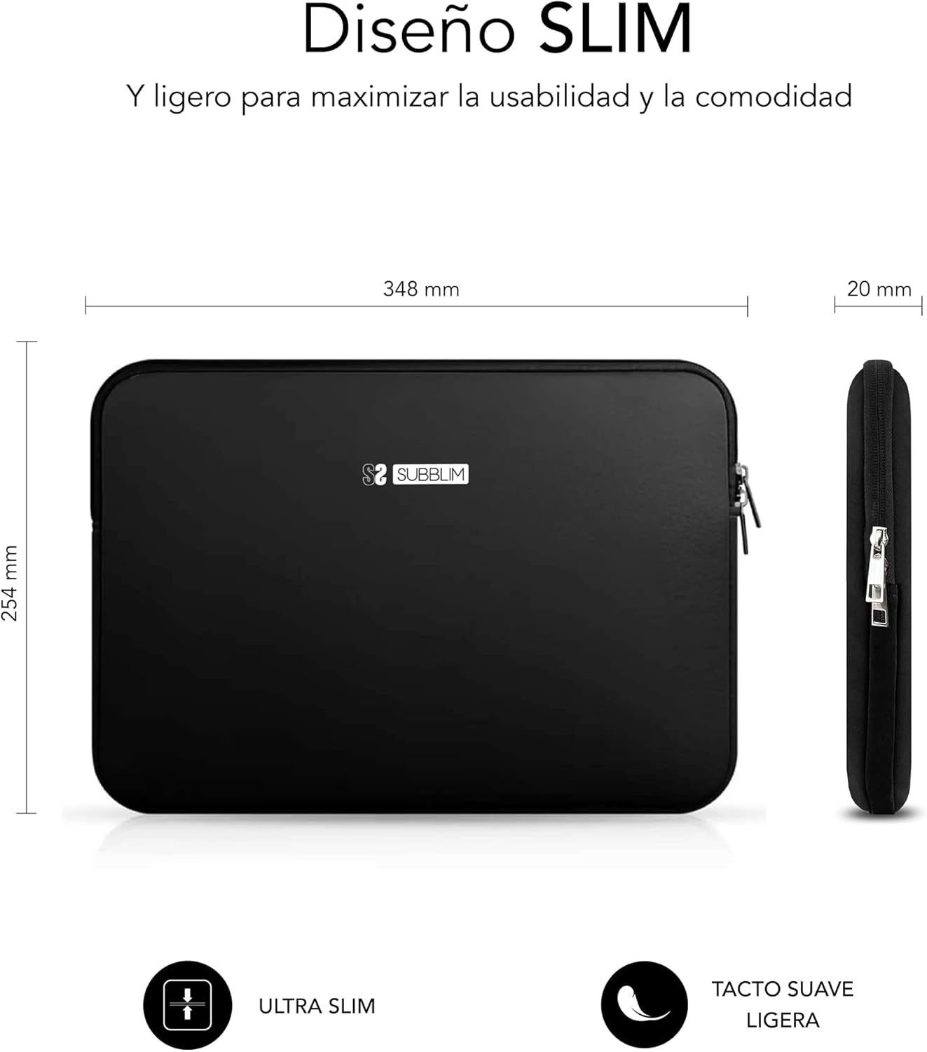 Capa Subblim Business Laptop Sleeve Neoprene para Portáteis 13.3"-14"/ Preta - Imagem 3