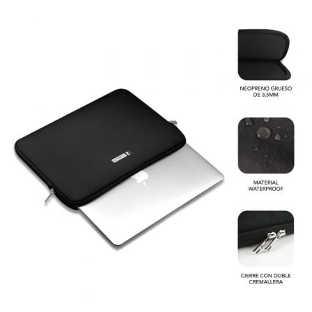 Capa Subblim Business Laptop Sleeve Neoprene V2 para Portáteis até 15.6"/ Preta - Imagem 2