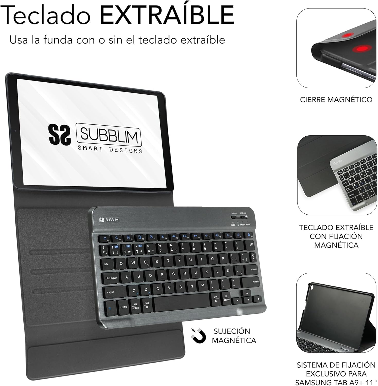 Capa com Teclado Subblim KeyTab Pro BT para Tablets Samsung Galaxy A9+/ Preta - Imagem 5