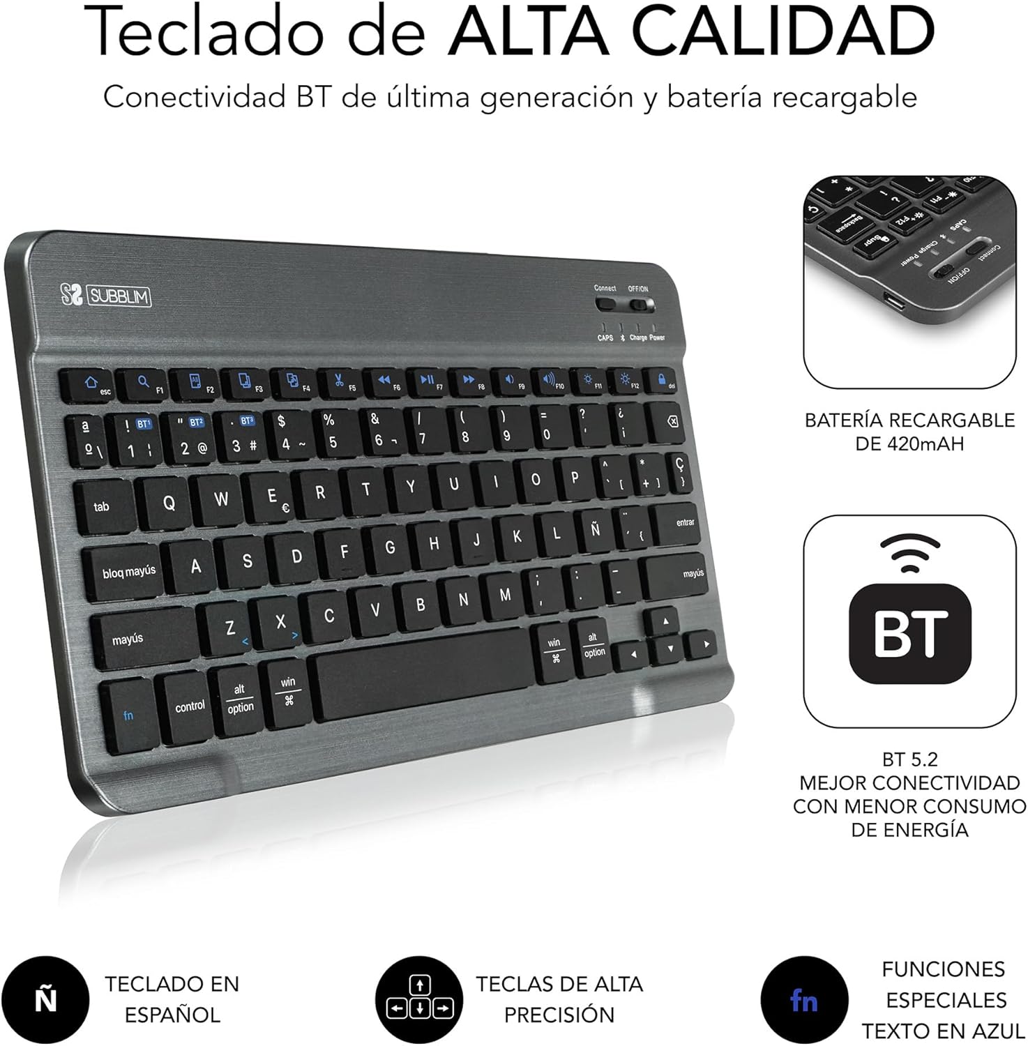 Capa com Teclado Subblim KeyTab Pro BT para Tablets Samsung Galaxy A9+/ Preta - Imagem 2