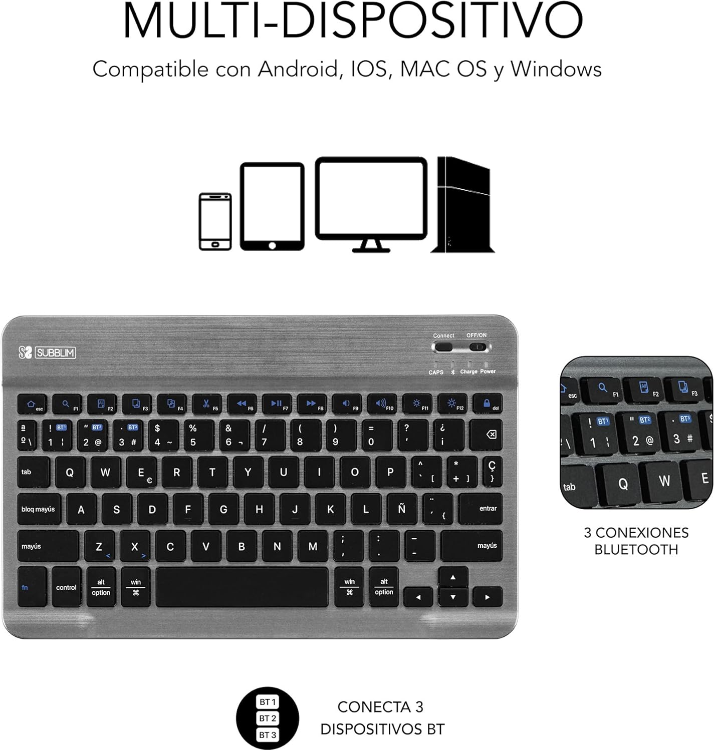 Capa com Teclado Subblim KeyTab Pro BT para Tablets Samsung Galaxy A9+/ Preta - Imagem 7