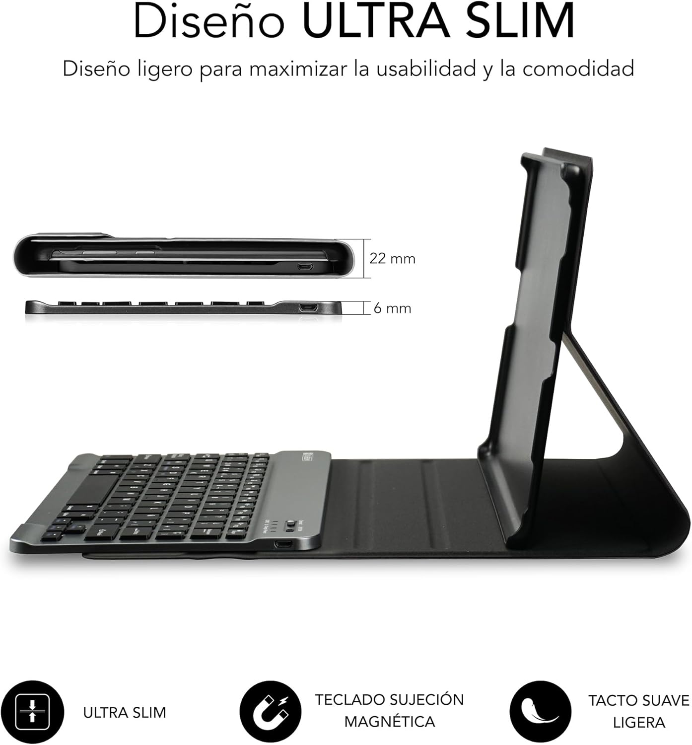 Capa com Teclado Subblim KeyTab Pro BT para Tablets Samsung Galaxy A9+/ Preta - Imagem 6