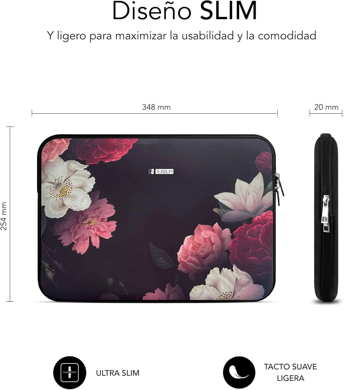 Capa para Portátil SUBBLIM Trendy Sleeve Neo Flowers 13.3" a 14" Neopreno 3mm Padrão Floral - Imagem 4