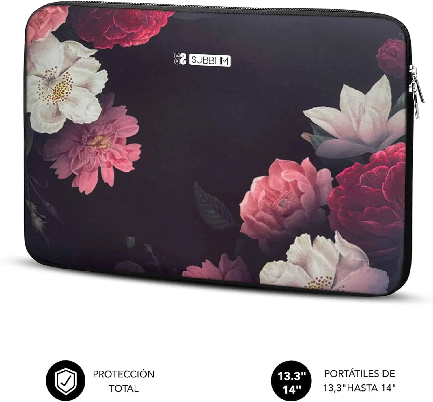 Capa para Portátil SUBBLIM Trendy Sleeve Neo Flowers 13.3" a 14" Neopreno 3mm Padrão Floral - Imagem 2