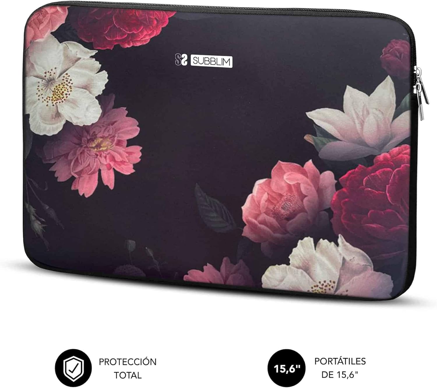 Capa para Portátil Subblim Trendy Sleeve Neo Flowers 15.6" Neopreno 3mm Estampado Floral - Imagem 2