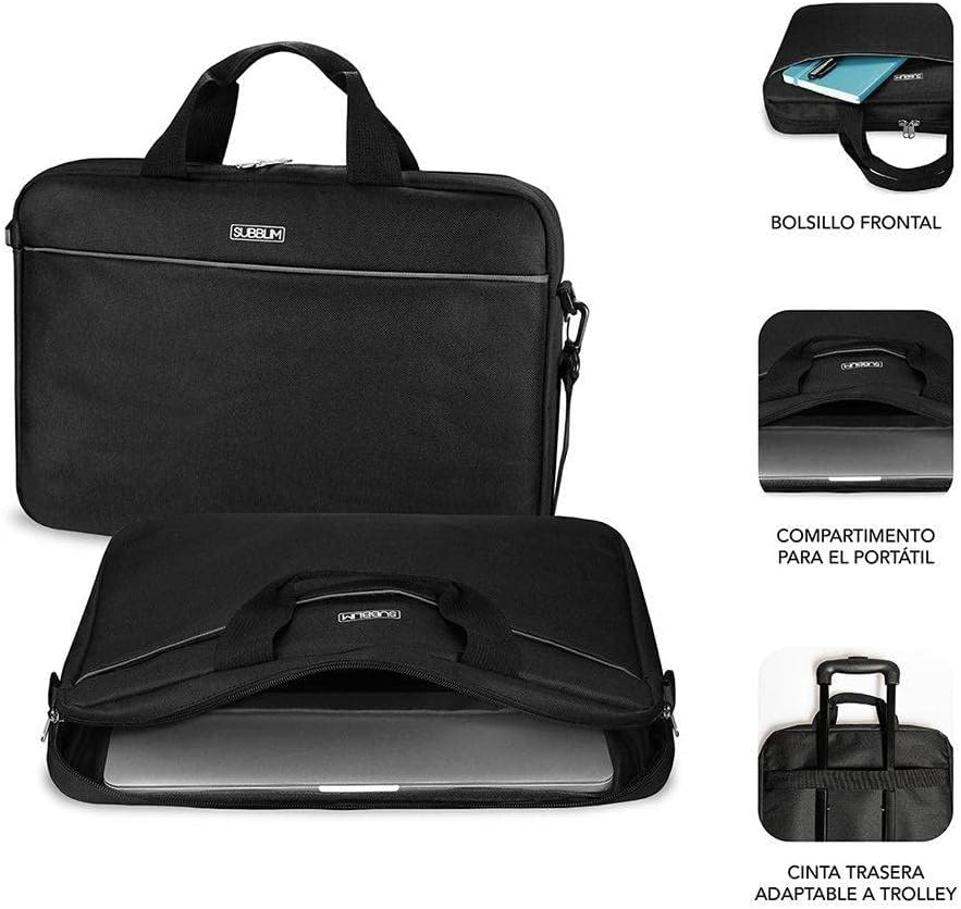 Mala + Rato Sem Fios Subblim Select Pack para Portáteis até 15.6"/ Cinta para Trolley/ Preto - Imagem 3