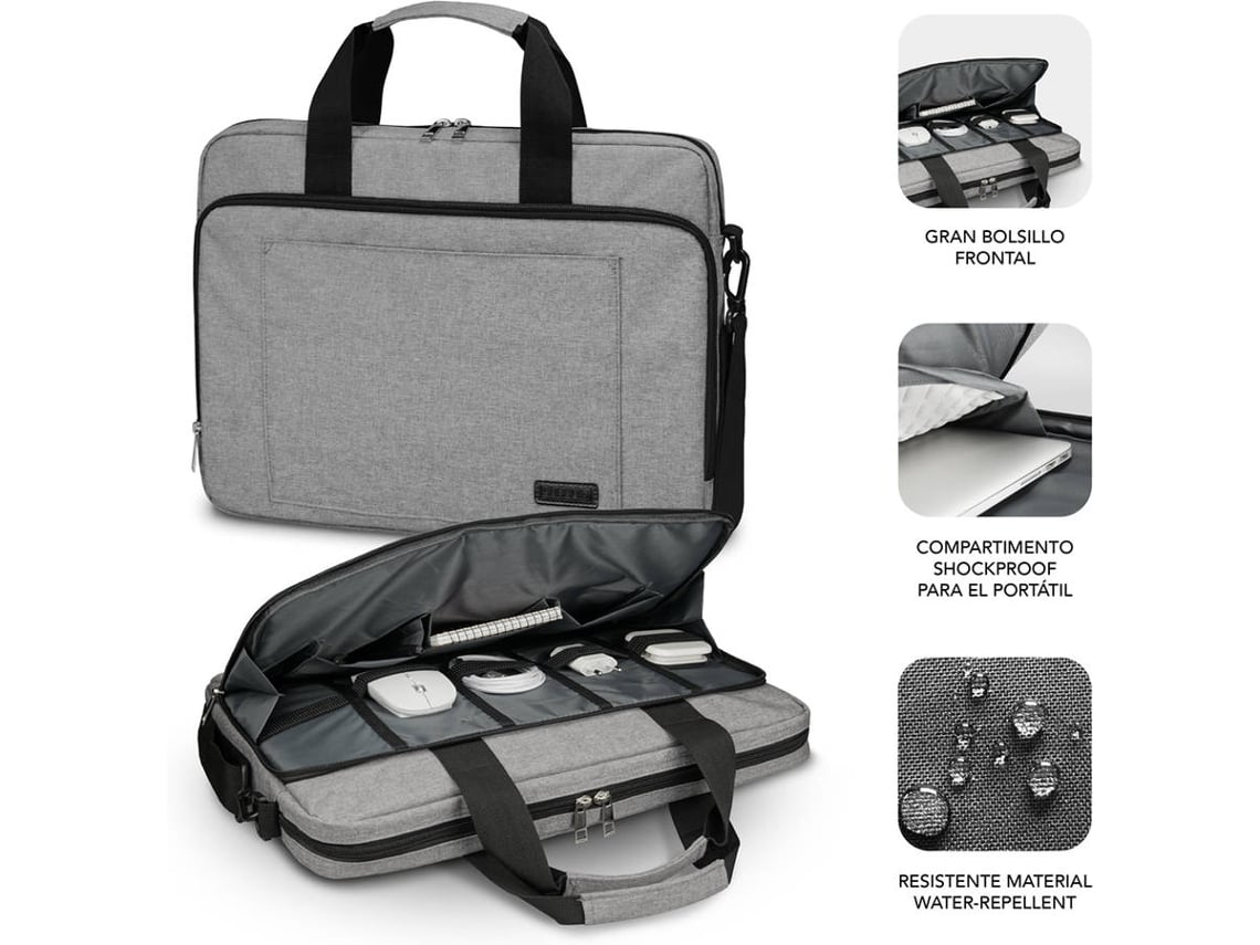 Mala Subblim Air Padding Laptop Bag para Portáteis até 14"/ Fita para Trolley/ Cinzento - Imagem 2