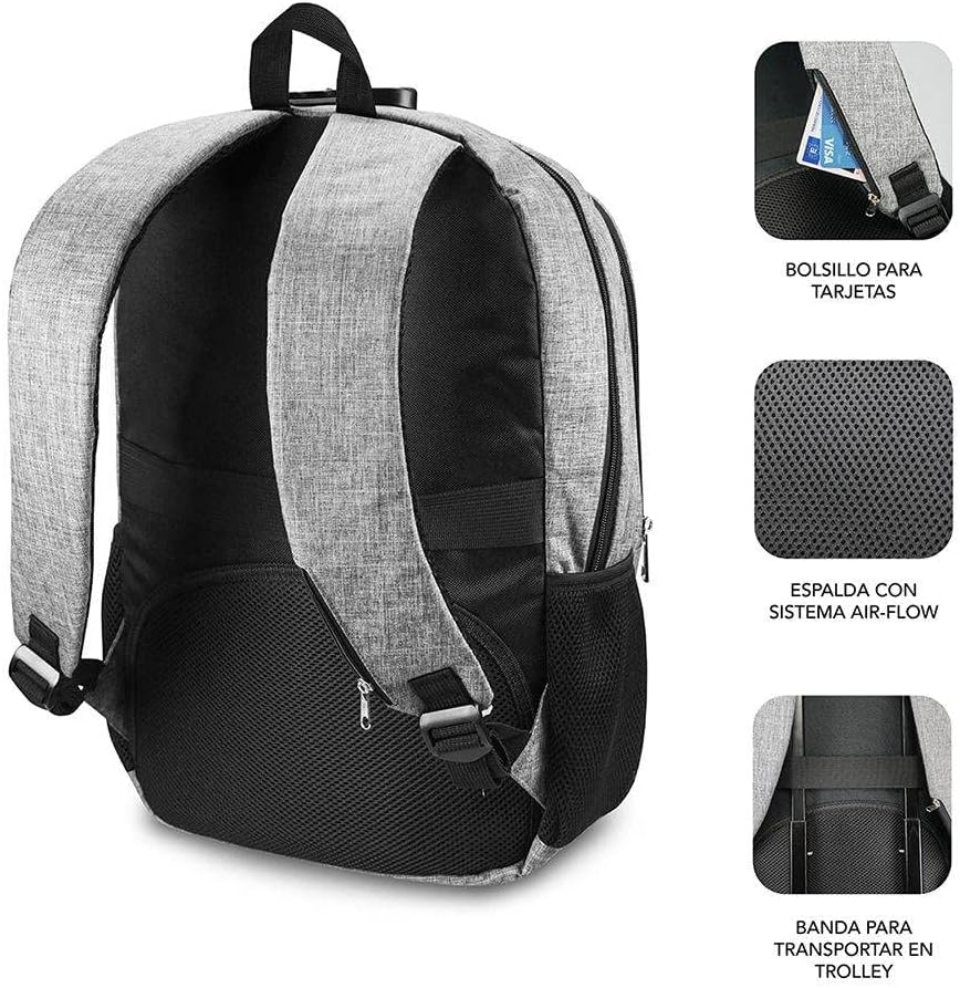 Mochila Subblim Urban Lock para Portáteis até 16"/ Porta USB/ Antirroubo/ Cinzento - Imagem 4