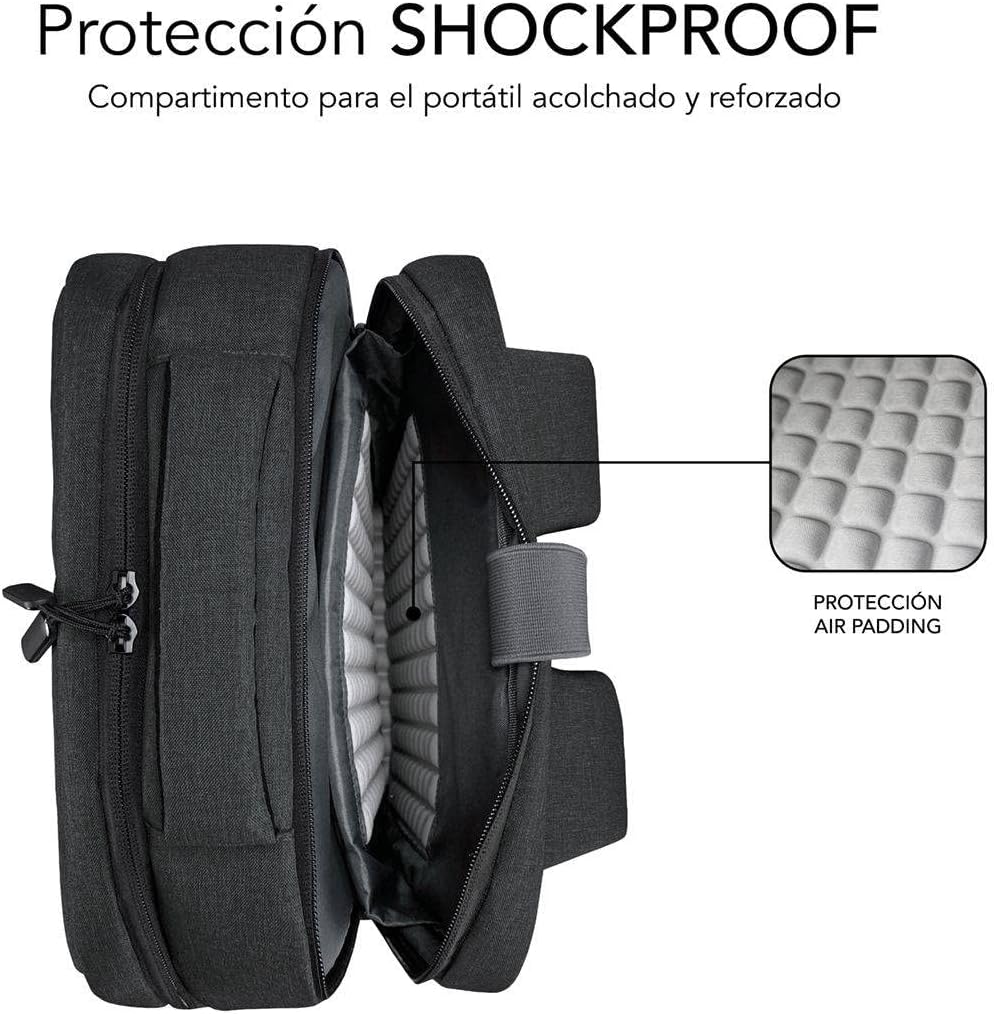 Mochila Subblim Traveller Airpadding Backpack para Portáteis até 15.6"/ Porta USB/ Cinzento - Imagem 6